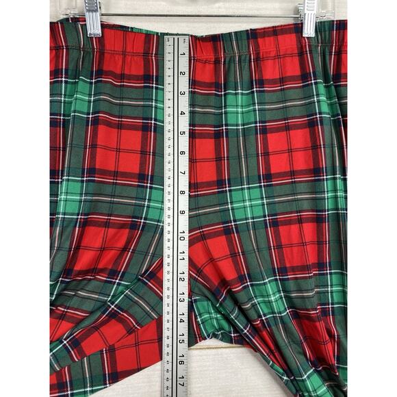 Joyspun Two Piece Pajama Set Womens 3X 22W 24W Red Green Plaid Holiday Cheers - Picture 6 of 14